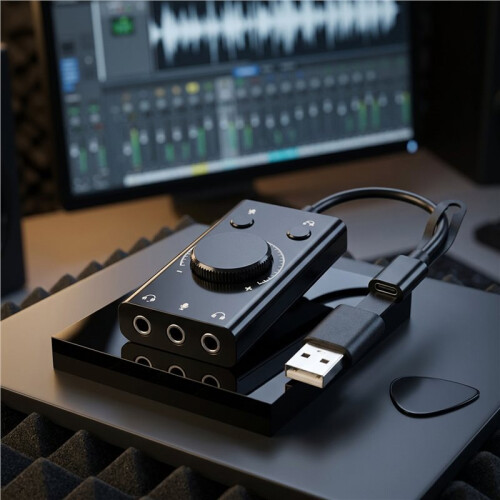 For  SR-EA5 USB Sound Card, External Audio Adapter with Denoise,3.5mm Jack for Mic & Headphones,  Laptop 2