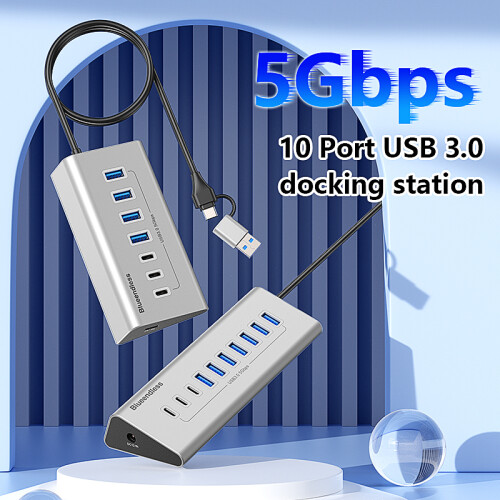 RNCYN Πολυθυρικός Διανομέας USB 3.0 - 7 Θύρες - 10 σε 1 - Κράμα 1