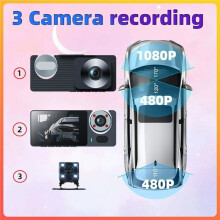 Car DVR 3Channel Dash Cam for 1080P Video Recorder WIFI Dashcam Front and Rear View Camera Night Vision Car Accessories