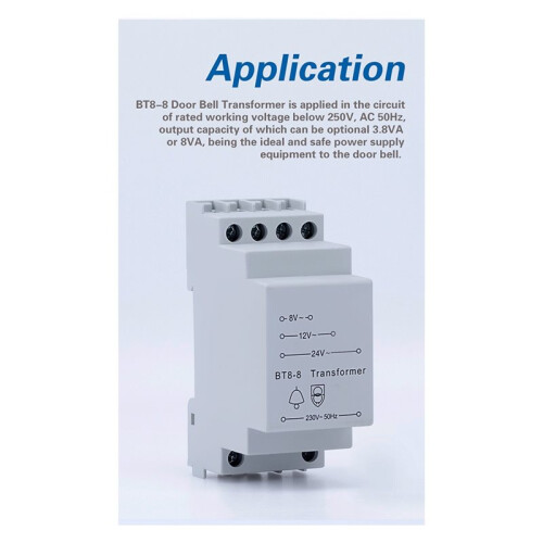 Transformador de Timbre BT8-8 de 8/12/24 V Aprobado para /Bell/Bell  Rail Tipo Protector de Timbre Voltaje Nominal
