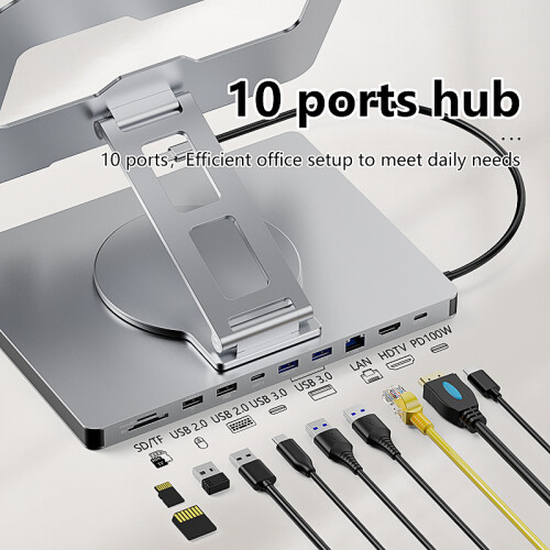 Προσαρμογέας πολλαπλών θυρών USB-C - RNCYN - 10 σε 1 - Κράμα 2