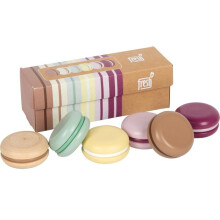 Välineet - SMALL FOOT COMPANY - Puusta valmistetut macarons Fresh - 6 kappaletta - Pastellivärit - Laatikkokoko 13x4x4 cm