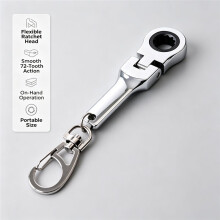 72-Tooth Keychain Ratchet Wrench, Chrome-Vanadium Steel Quick-Release Wrench, Automotive and Mechanical Repair Tool