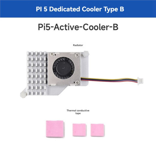 Aluminum Active Cooler DIY Heatsink Fan 5V Cooling Radiator for Raspberry Pi 5 Case CPU GPU Board Accessories 2