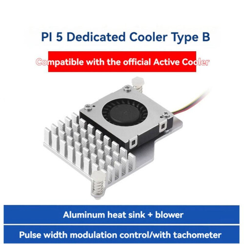 Aluminum Active Cooler DIY Heatsink Fan 5V Cooling Radiator for Raspberry Pi 5 Case CPU GPU Board Accessories