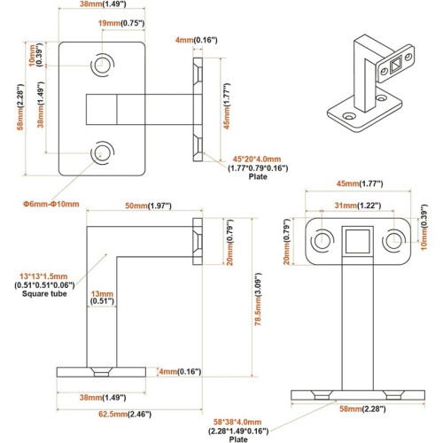 Stair Handrail Bracket Adjustable Railing Holder Wall Support Hand Rail Black Staircase Handrail Accessories