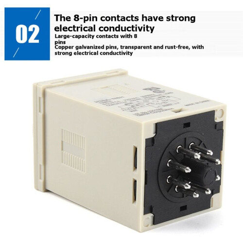 H3BA-N8H Industrial Timer Relay Solid State  Delay Relay 1.2s-300h AC 220V Adjustable Analog Panel Mount Timer 2
