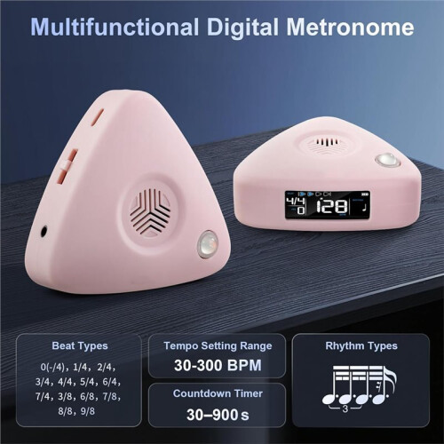 Digital Metronome Rechargeable for Piano, Guitar, Violin&All Instruments Wide Tempo 30-300 BPM , Timer Function 2