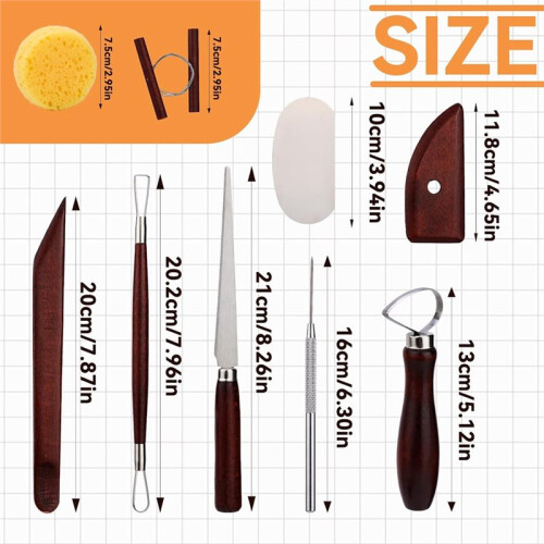 9PCS Pottery Tools Kit, Clay Sculpting Tool Set with Carving, Modeling, Trimming for Ceramic Beginner 1