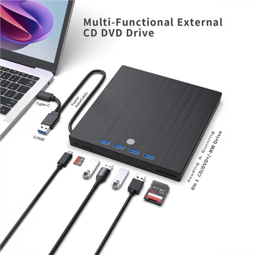 9 in 1 External USB 3.0 DVD CD RW Writer Drive Burner Reader Player for Laptop 1