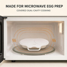 Microwave Egg Poacher with Lid and Handle, Dual Cavity Nonstick Egg Cooker Two Separate Cavities Cook Two Eggs At Once