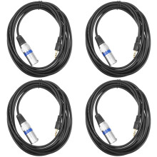 4pcs 3 Meters 3.5mm Stereo Jack Plug to 3 Pin XLR Male Cable Microphone Audio Record