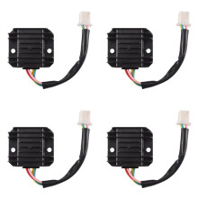 4X Motorrad Spannungsregler 4 Drähte 4 Pins 12 Spannungsregler Gleichrichter für 50-250CC Motorrad Roller Moped ATV(Schwarz)