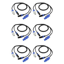 6X High Quality Powercon 3-Pin XLR Combo Cable 1m DMX512 Power Con Cable for Stage Lighting Led Screen