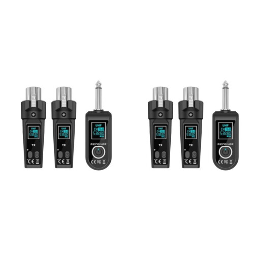 2X UHF Microphone Wireless Converter System XLR Transmitter and Microphone Receiver for Dynamic Condenser Microphone