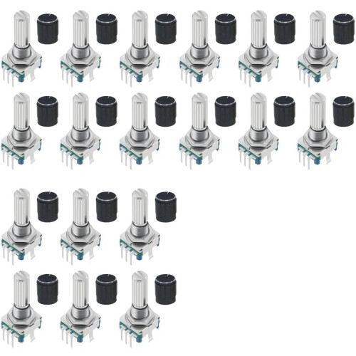 18pcs EC11 Rotary Encoder with Push Button 360 5 Pins and Knob Cap for , Raspberry Pi, ESP32 1