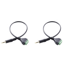 2pcs 3.5mm 3-Pole Stereo Male Plug to 3-Pin AV Video Screw Shield 30cm Balun Terminal Jack Connector Adapter Cable