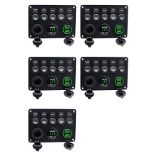 5X 5 Gang 12V/24V Inline-Fuse Box LED Panel Dual USB Car Boat Truck