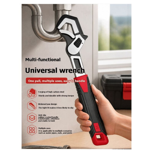 10 Inch Self-Locking Adjustable Wrench Multi-Purpose Heavy-Duty Universal Spanner Hand Tool for Repair Maintenance Work