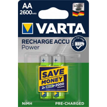 Bateria VARTA Recharge Accu Power AA 2600 mAh, pacote com 2