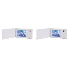 2X 128MB 2.4Inch Birthday White Video Book Card Lcd Invitation Gift Music Greeting Card Upload Video Lcd Greeting Card