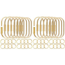 Porte-Clés Mousqueton Doré (Lot de 16) avec 32 Anneaux en O, Anneaux de Verrouillage en Laiton, Porte-Breloques avec Fermeture à Vis de Sécurité