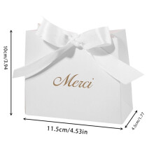 50 Sacchetti Regalo per Caramelle con Nastro, Ideali per Feste di Matrimonio, Compleanno, Ringraziamento e Natale, Colore Bianco.