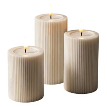 3pcs Fluted Ribbed LED Electronic Candle Lights Pillar Candles Set - Elegant Flameless Decor