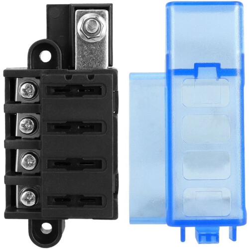 1set 4-Way Blade Fuse Block (with  Cover) -1-Input/4-Output  Power Distribution Solution, Suitable for RVs, Trucks 2
