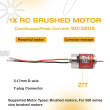 RC Brushed Motor, 550 High Torsion Low Noise Motor 27T-10500rpm 3.17mm D Daxis with 60A Brushed ESC for RC Car
