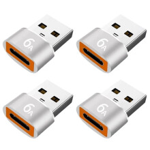 4X USB Type-C Adapter Cable - Silver, 20mm, Male to Female, Perfect for Charging and Data Transfer