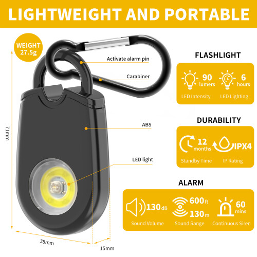 Προσωπικός συναγερμός ασφαλείας - RNCYN - 130 dB - Φως LED 1