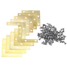 100Pcs Stainless Steel Flat Self-Tapping Screw 12X3Mm Silver & 20Pcs 51Mm Flat Corner Right 90º Angle Bracket Repair Plate Fixing Brace