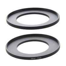 2 Pcs Black Camera Filter Lens Step Adapter, 1 Pcs 49Mm-72Mm & 1 Pcs 49Mm-77Mm