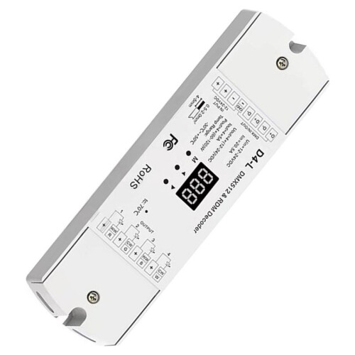 4CH Constant Voltage DMX512 RDM Decoder D4 DIM/CCT/RGB/RGBW DMX512 Dimmer Din Rail Mounted 4 Channel Dimming Controller 2