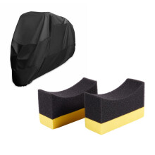 2x Contoured Auto Wheels Brush Sponge Tools Applicator Special for Tire Hub Cleaning Dressing Waxing Polishing Yellow+Black & 1x Motorcycle Cover Bike