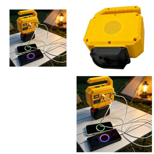Emergency Charging Work Light with Side Lamp Two Wall Outlets and Three USB Charging Points for  18V-21V Batteries 2