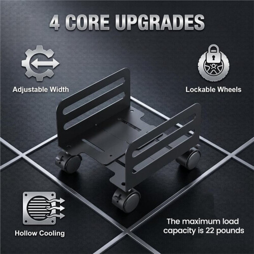 Computer  Stand,4.7"-8.2" Width Adjustable Mobile CPU Stand, Rolling PC Stand,Ventilated PC Holder with Wheels 1