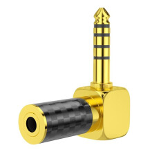 Kopfhörer-Adapter 4,4-mm-Stecker auf 3,5-mm-Buchse, Kohlefaser, 90-Winkel, L-Förmig, 4,4-mm-auf-3,5-mm-Klinkenstecker-Kopfhörerkonverter