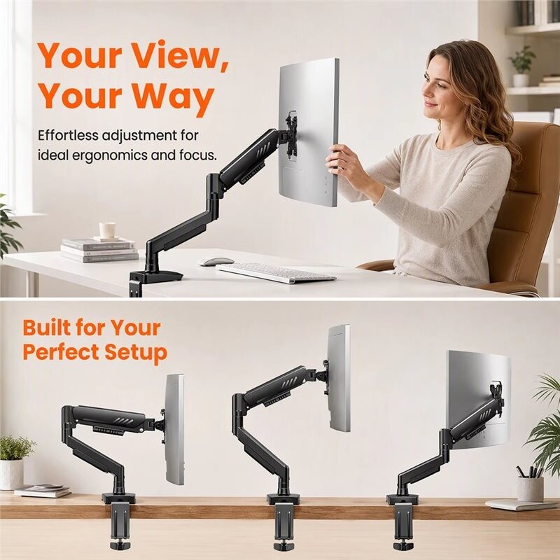 Single Arm Computer Monitor Single Monitor Arm, Fully Adjustable Monitor Mount for 13-34 Inch ...