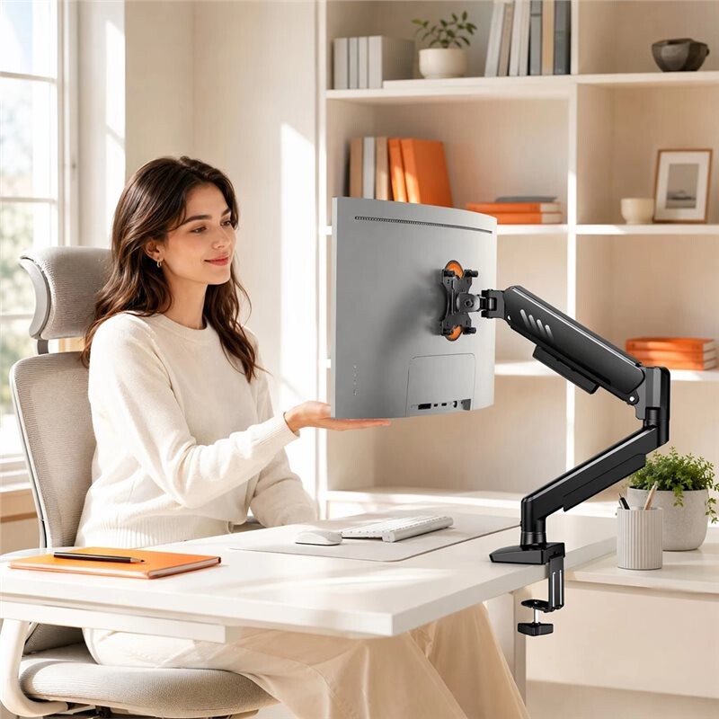 Single Arm Computer Monitor Single Monitor Arm, Fully Adjustable Monitor Mount for 13-34 Inch ...
