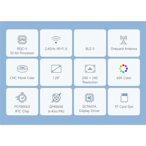 Placa de Desenvolvimento ESP32-C6 com Tela LCD de 1,28 Polegadas, Resolução de 240x240, 65 Mil Cores, Compatível com Wi-Fi 6 de 2,4 GHz e  5, 2