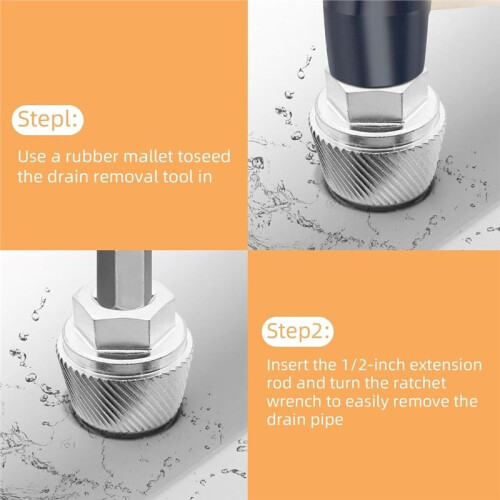 1.5" Tub Drain Extractor Removal Tool for Stubborn Rusted Broken Pipe for Bathtub Drain Repair Work 1