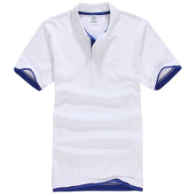 (White+Royal Blue,XL)Mens Classic Short Sleeve Summer Golf Sport Shirts Solid Tshirt Casual Tee Tops