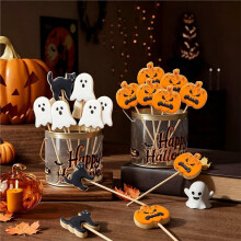 Set di 3 Stampi per Torte A Forma di Lecca-Lecca di Halloween: Fantasma, Zucca e Gatto per Dolcetti Spettrali per Le Feste.