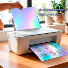 120 Pcs Holographic Laminate Sticker Paper 8.5 X 11 Inch Printable Self Adhesive Vinyl Sheets for Inkjet Printer,DIY