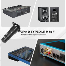 Adattatore da Connettore XLR Maschio A Femmina per Montaggio su Pannello Patch, Connettore Passante A 3 Pin, Adattatore Audio.