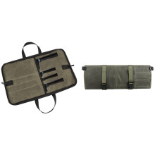 Knife Bag(4 Slots), Chef Knife Case Waxed Canvas Roll Storage Knife Carrying Pouch for Men