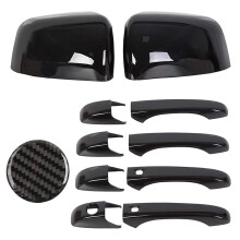 Mirror Covers + Door Handle Covers with Interior Cover Carbon Fiber Central Control 4WD Knob Cover Sticker Trim