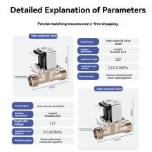 2PCS Quick-Connect Solenoid Valve (Drain Valve/Water Inlet Valve) for RO Water Aurifiers,(4-Point) Thread 12V